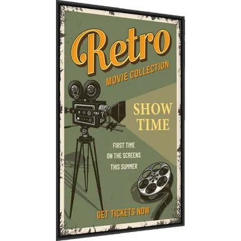 Obraz Plakát Kamera, filmová páska RETRO, nápisy 50x70 v rámu 50 x 70 cm