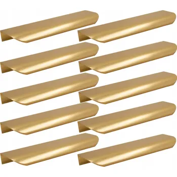 Nábytkové kování 10 x Nábytková úchytka hranová 200 mm zlatá zaoblená úchytka na skříňku