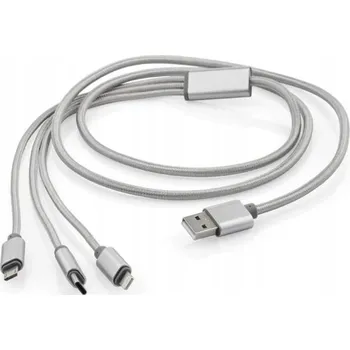 Datový kabel JP svítící kabel 3v1 USB - USB-C / Lightning / Micro USB, 1 m, bílý
