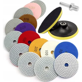 Příslušenství k brusce SADA DIAMANTOVÝCH KOTOUČŮ PRO BROUŠENÍ A LEŠTĚNÍ SLINUTÉ DLAŽBY, SLINUTÉ KERAMIKY A KERAMIKY