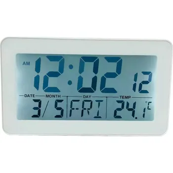 Budík Křemenný budík PERFECT JB 8203 s podsvícením, alarmem a kalendářem