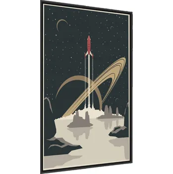 Obraz Plakát SATURN Raketa Kosmická Retro Styl 30x40 v rámu 30 x 40 cm
