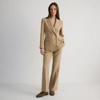 Dámské kalhoty Reserved - Zvonové kalhoty s puky - béžová - 682AC-80X - 682AC-80X-L-2