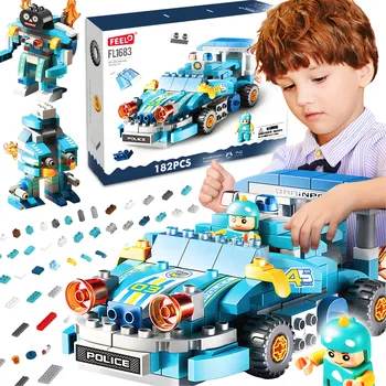 ostatní stavebnice 3 v 1 MĚSTSKÉ STAVEBNÍ STAVEBNICE POLICEJNÍ ZÁVODNÍ AUTO 182 DÍLŮ 3+