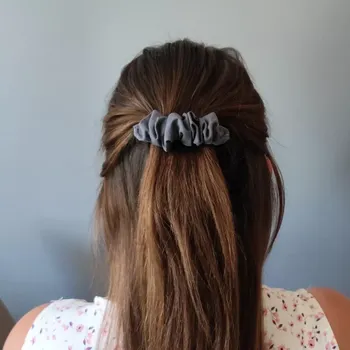 Spona do vlasů scrunchie antracit 8 cm
