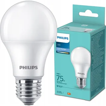 Žárovka PHILIPS LED žárovka E27 10W = 75W 6500K STUDENÁ BÍLÁ 1055lm A60