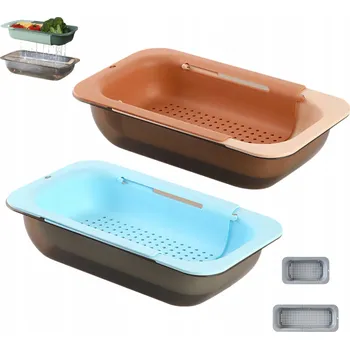 Odkapávač na nádobí Odkapávač do dřezu nastavitelný rozkládací Sušák na zeleniny modrý světle modrá