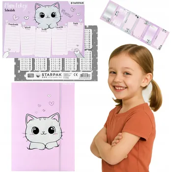 Set školních potřeb Wyprawka szkolna teczka z gumką dla dziewczynki teczki a4 plan lekcji do szkoły naklejki na zeszyt etykiety różowe dla dziewczynek mini komplet szkolny wyprawka mała do 1 klasy zestaw dziewczęcy mały szkolny zestaw dla dziewczynki plan lekcyjny naklejki n