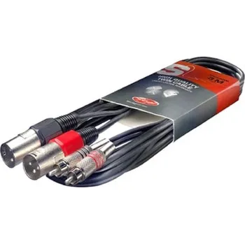Příslušenství ke zvukové technice Stagg STC3CMXM - kabel s konektory 2 x XLR samec + 2 x RCA samec, délka 3m