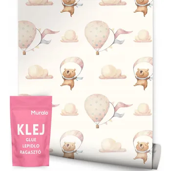 Fototapeta Tapeta balóny v oblacích, medvídci, dětský pokoj