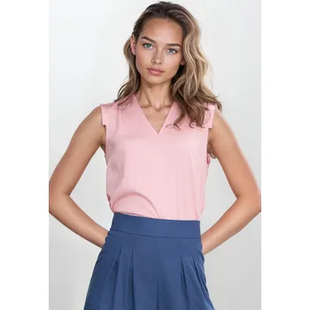 Dámská halenka Halenka bez rukávů s výstřihem do V B191 Barva: Růžová, Velikost: S