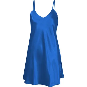 Mini saténová košilka na tenká ramínka KAREN Barva: Modrá, Velikost: M