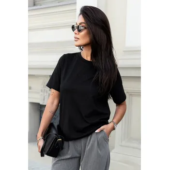 Dámské tričko Klasické bílé tričko s výšivkou Barva: Černá, Velikost: XS