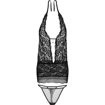 Dámské erotické prádlo Sexy st 2v1 krajkový top + tanga Emily Barva: Černá, Velikost: M