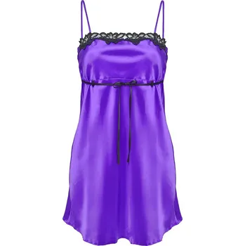 Saténová sexy košilka na ramínka se stuhou Kalia Barva: Fialová, Velikost: XS