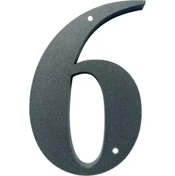 Domovní cedule Domovní číslo popisné 6 na zeď, vrata, sloupky s dírami pro vruty barva antracit, výška 170 mm (Domovní číslo 6 antracit s dírami)