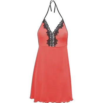 Dámské šaty Dámská košilka z viskózy s krajkovým výstřihem Lucja Barva: Korálová, Velikost: L