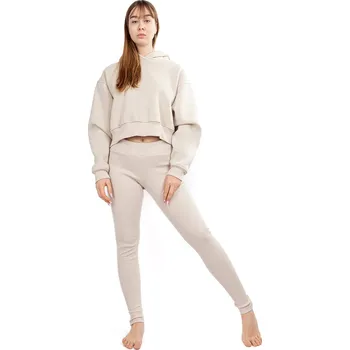 Dámský set bavlněná krátká mikina a legíny DK-K-B11 Barva: Béžová, Velikost: XS