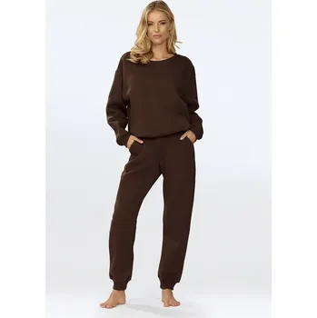 Dámská souprava mikina bez kapuce a tepláky Rehema Barva: Čokoládová, Velikost: L