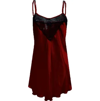 Dámské erotické šaty Satemová sexy košilka s trojúhelníkovou krajkou Carla Barva: Bordová, Velikost: S