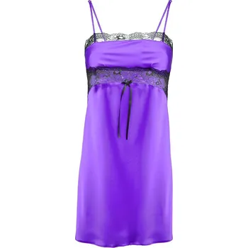 Saténová košilka na ramínka s krajkovými proužky Selma Barva: Fialová, Velikost: 2XL