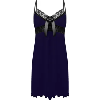 Dámské šaty Viskózová košilka s krajkou a mašlí Cassidy Dkaren Barva: Tmavě Modrá, Velikost: L