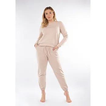 Bavlněná tepláková souprava mikina a tepláky WENEZJA Barva: Béžová, Velikost: S
