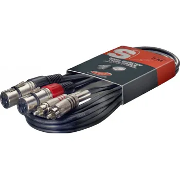 Příslušenství ke zvukové technice Stagg STC3CMXF - kabel s konektory 2 x XLR samice + 2 x RCA samec, délka 3m
