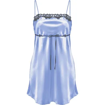 Saténová sexy košilka na ramínka se stuhou Kalia Barva: Světle Modrá, Velikost: L