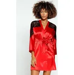 Sexy saténový župan s krajkovými Marion Barva: Tmavě Modrá, Velikost: XL