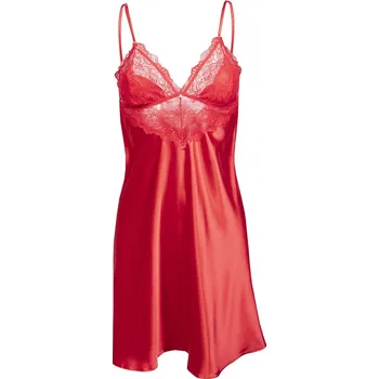 Noční šatičky zdobené krajkou v topu Dkaren Barva: Červená, Velikost: M