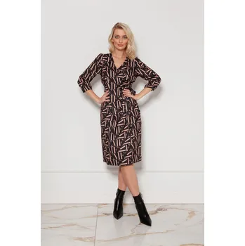 Dámské šaty Zavinovací šaty vzor písmena SUK206 Barva: Černá, Velikost: M/L