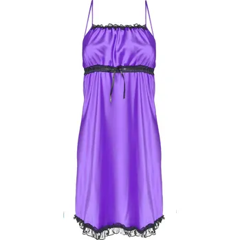 Dámská saténová noční košilka s krajkou LILI Barva: Fialová, Velikost: 2XL