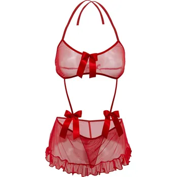 Dámská erotická souprava Sexy tylová sada Alma Dkaren Barva: Červená, Velikost: XS