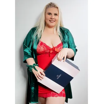 Viskózová košilka Rosa na ramínka s krajkou Barva: Červená, Velikost: 5XL