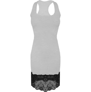 Viskózová košilka elegantní zakončená krajkou Gracja Barva: Šedá, Velikost: XL