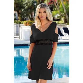 Viskózová košilka s krajkovým pasem Rikki Barva: Černá, Velikost: 2XL