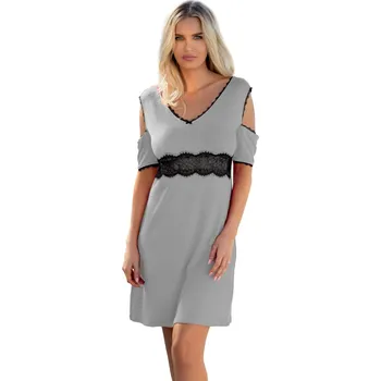 Viskózová košilka s krajkovým pasem Rikki Barva: Šedá, Velikost: XS