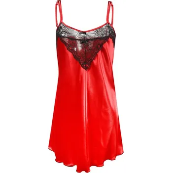 Dámské erotické šaty Satemová sexy košilka s trojúhelníkovou krajkou Carla Barva: Červená, Velikost: XL