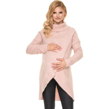 Chlupatý dámský rolák těhotenský a kojenecký svetr 30078 Barva: Růžová, Velikost: ONE SIZE