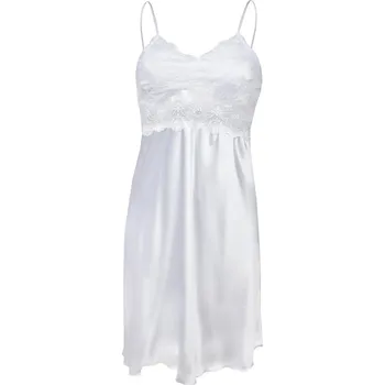 Saténová noční košilka PERI s krajkou Dkaren Barva: Bílá, Velikost: 2XL