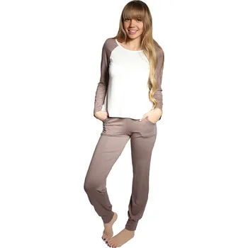 Souprava s dlouhými kalhotami a tričkem s dlouhým rukávem Sandra Barva: Kapučínová, Velikost: L