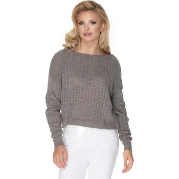 Dámský svetr BATWING pulovr pletený svetr s lodičkovým krkem 70022 Barva: Kapučínová, Velikost: ONE SIZE