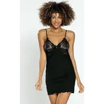 Krajková košilka na ramínka s viskózovým spodkem Flawia Barva: Černá, Velikost: XS