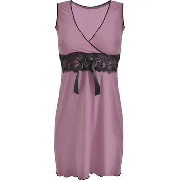 Viskózová košilka s krajkovým pruhem a mašlí Kamila Barva: Pudrová, Velikost: 2XL