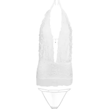 Dámská erotická souprava Sexy st 2v1 krajkový top + tanga Emily Barva: Smetanová, Velikost: L