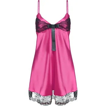 Saténová košilka Nel s mašlí a krajkou Barva: Růžová, Velikost: XS