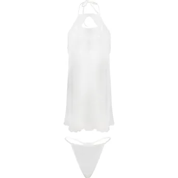 Dámské erotické prádlo Tylový sexy set priehľadná košieľka + tangá Ruta Barva: Smetanová, Velikost: L