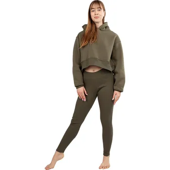 Bavlněný set 2v1 legíny a krátká mikina DK-K-B13 Barva: Khaki, Velikost: M