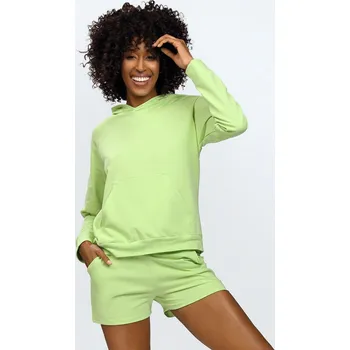 Bavlněná souprava 2v1 mikina s kapucí + šortky KOKO Barva: Světle zelená, Velikost: M